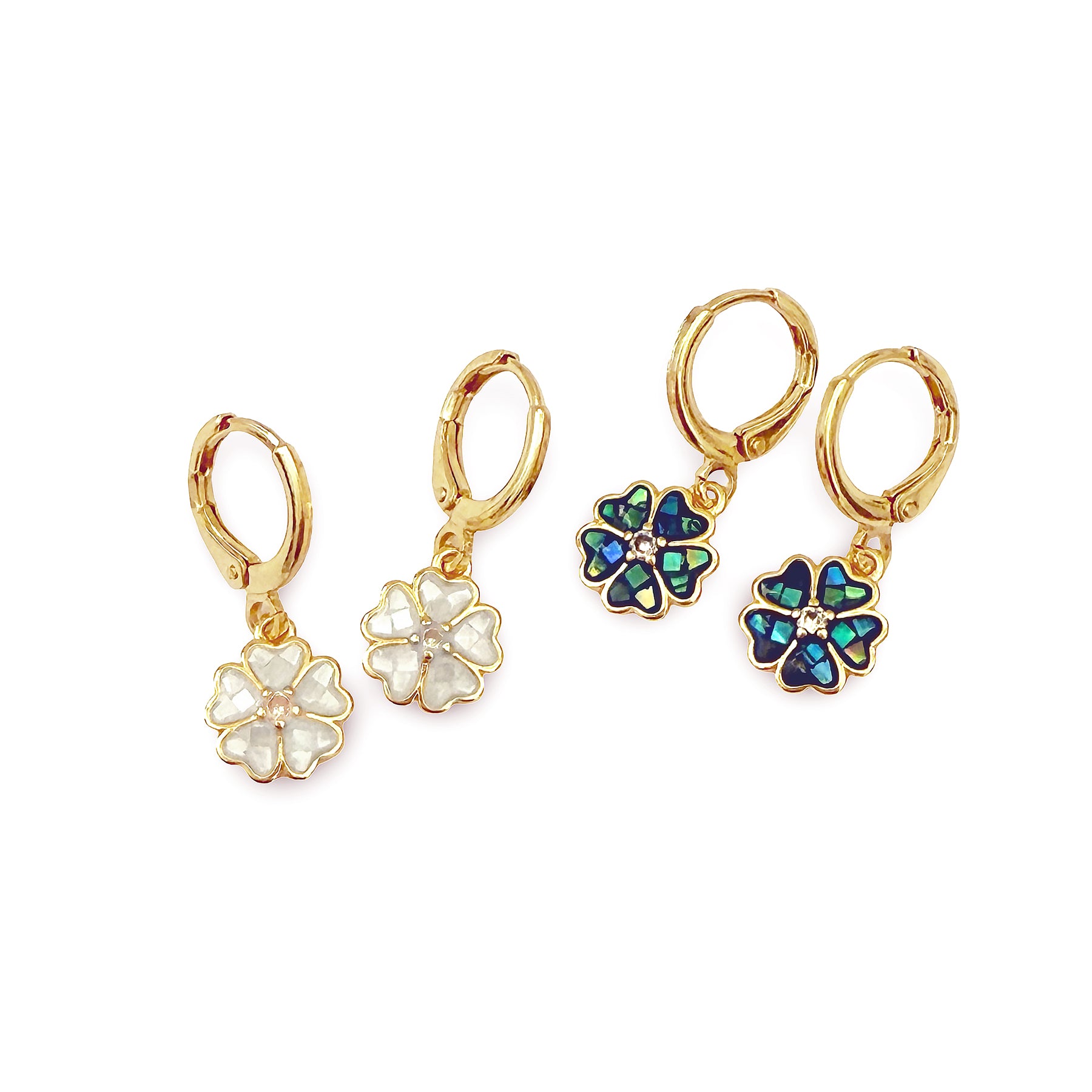 Flower Charm Huggie Earrings