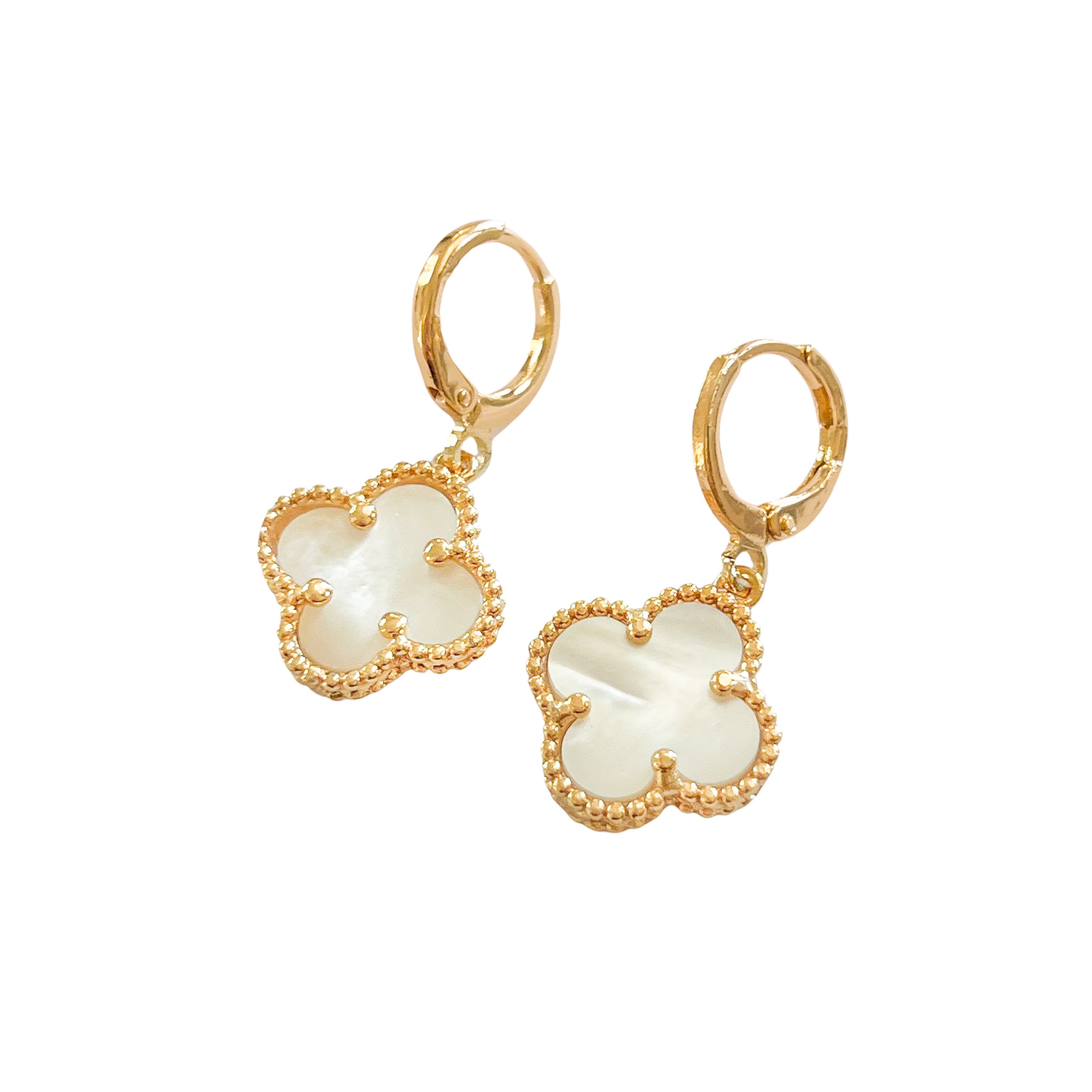 Mother of Pearl Huggie Earrings (Large)