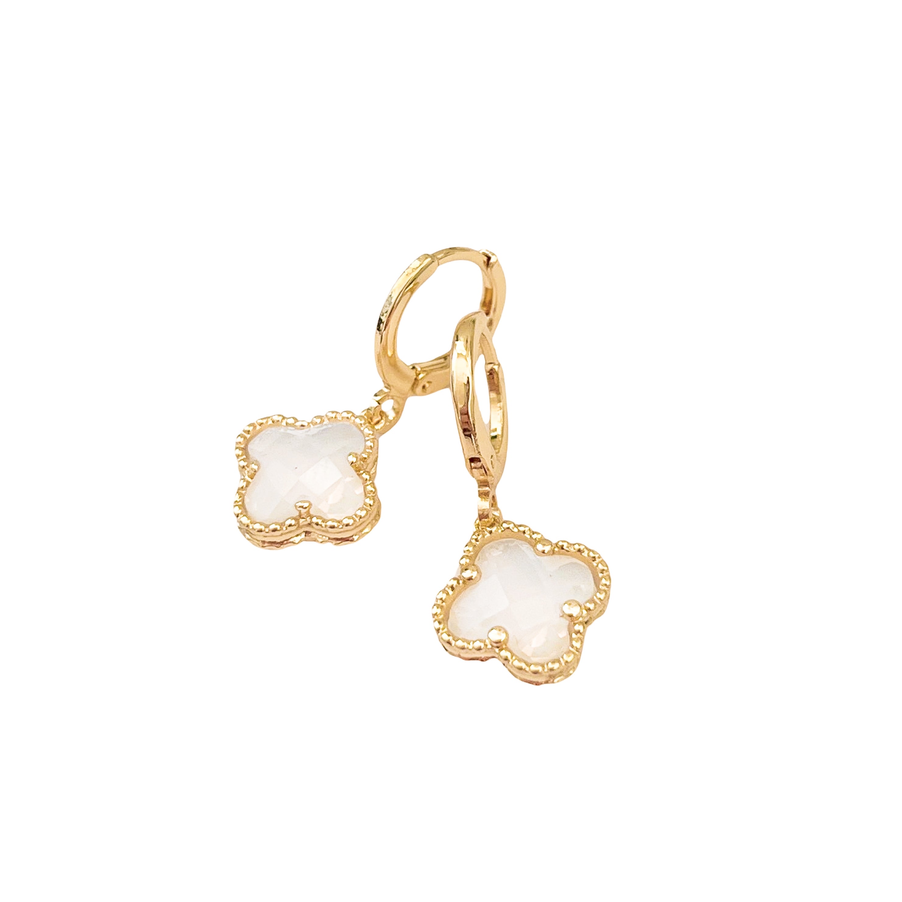 Opaque White Crystal Huggie Earrings