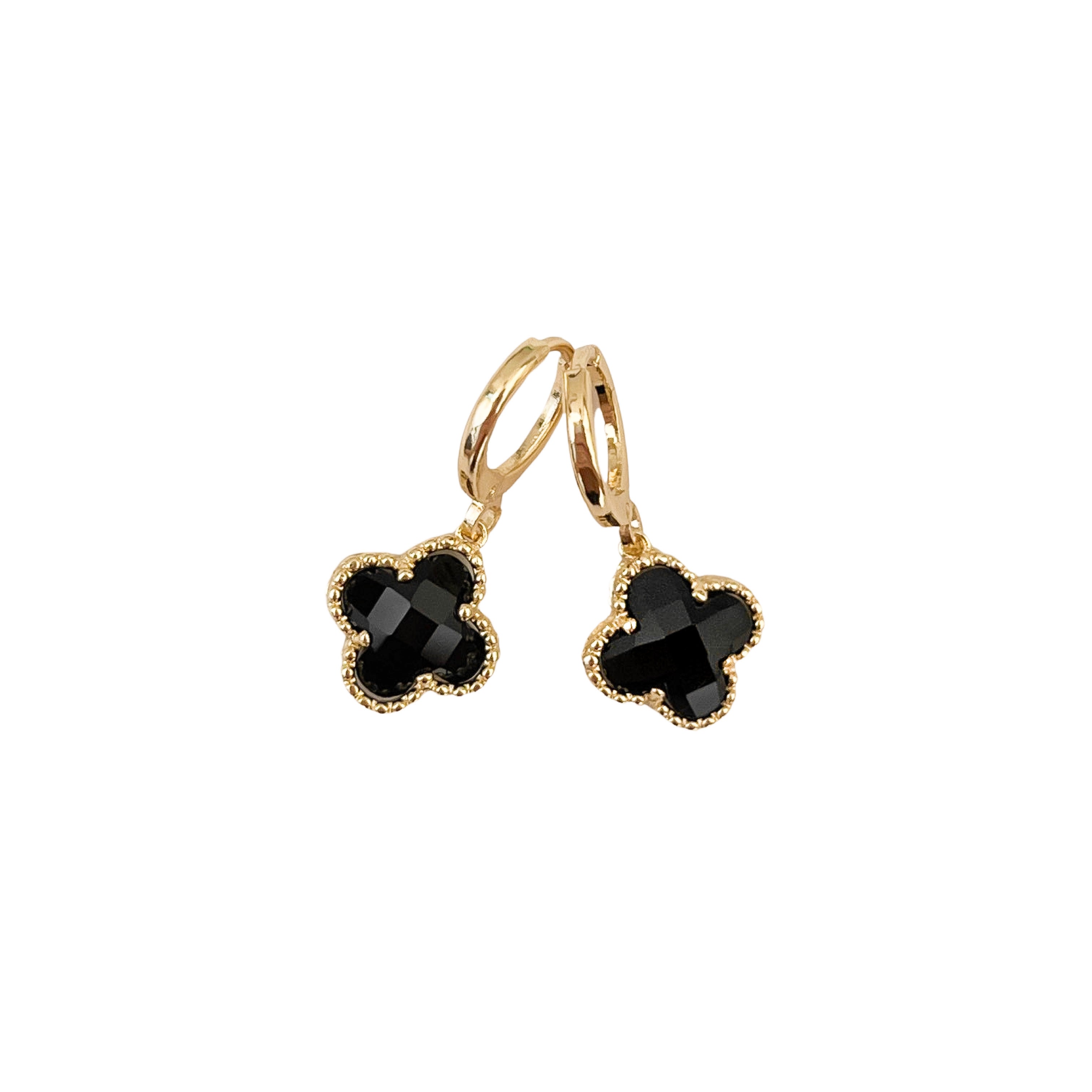 Black Crystal Huggie Earrings (Small)