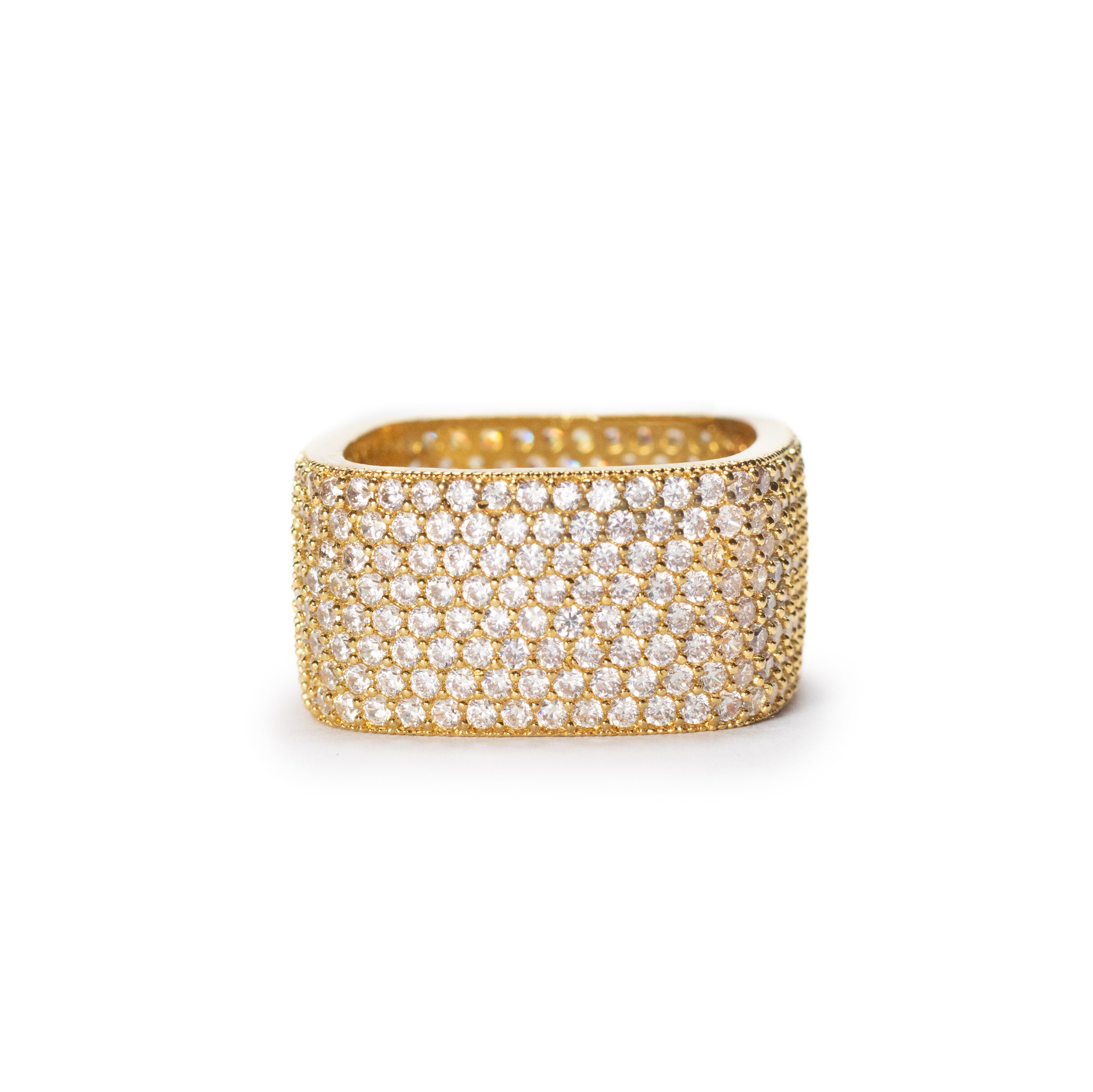Gold Crystal Square Ring