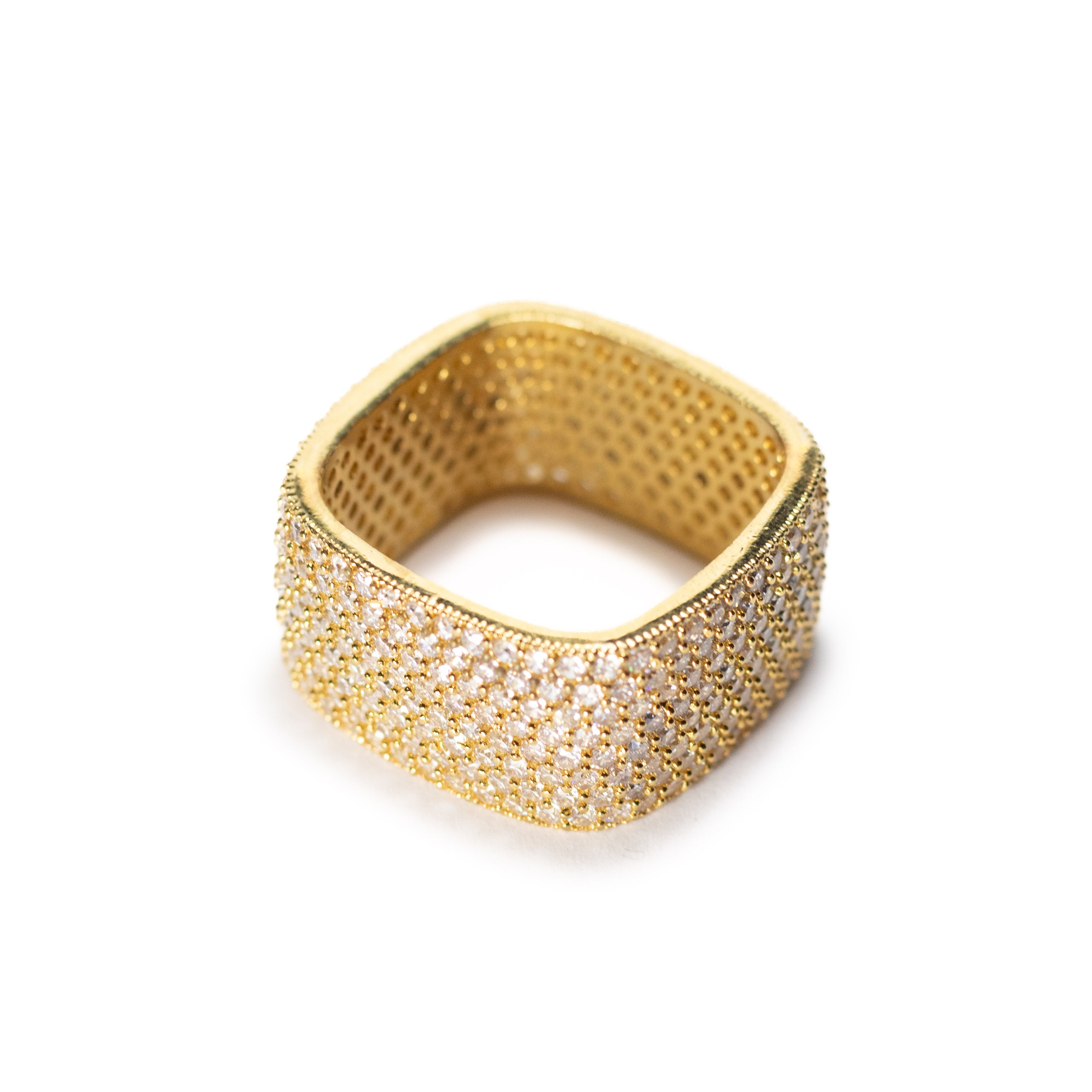 Gold Crystal Square Ring