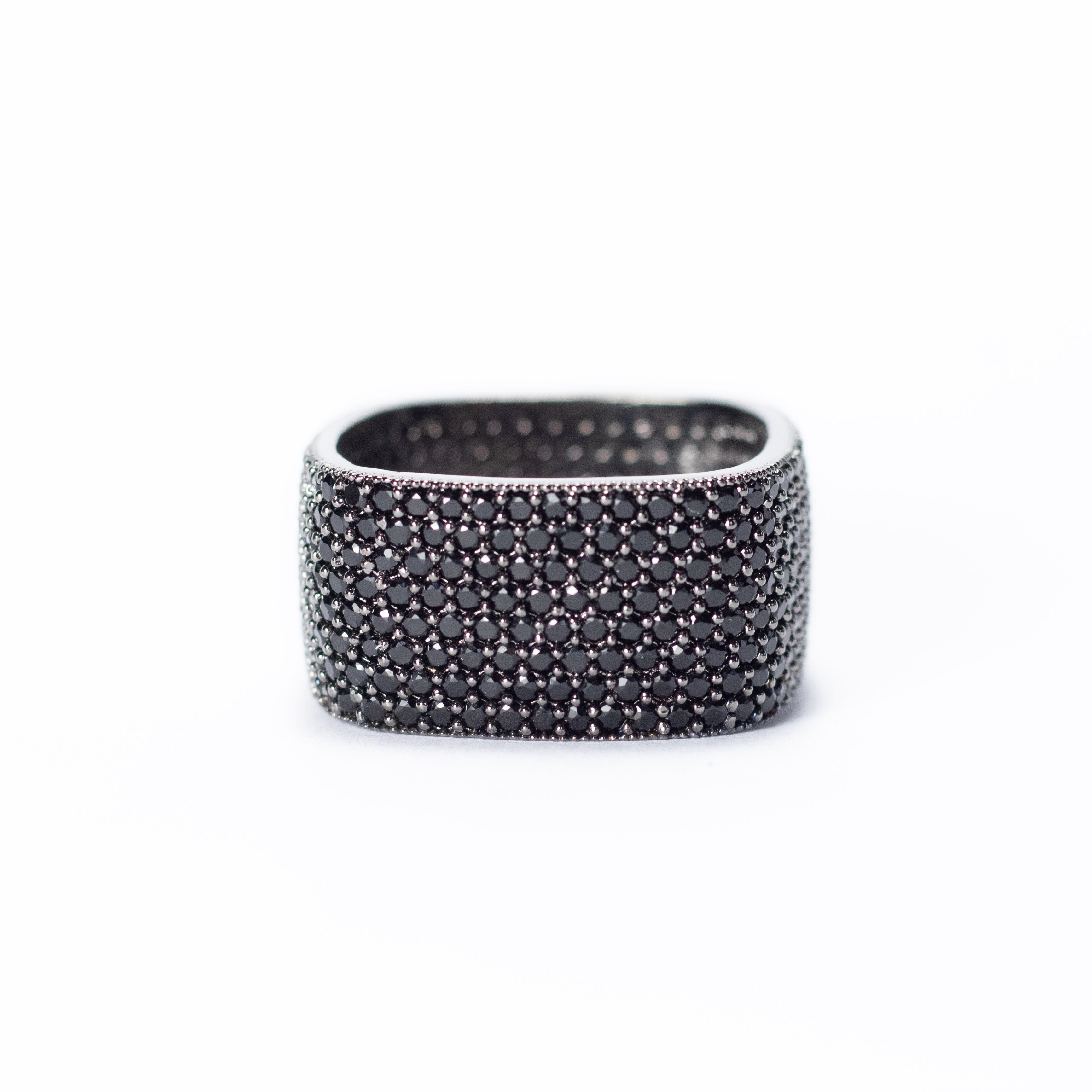 Black Crystal Square Ring