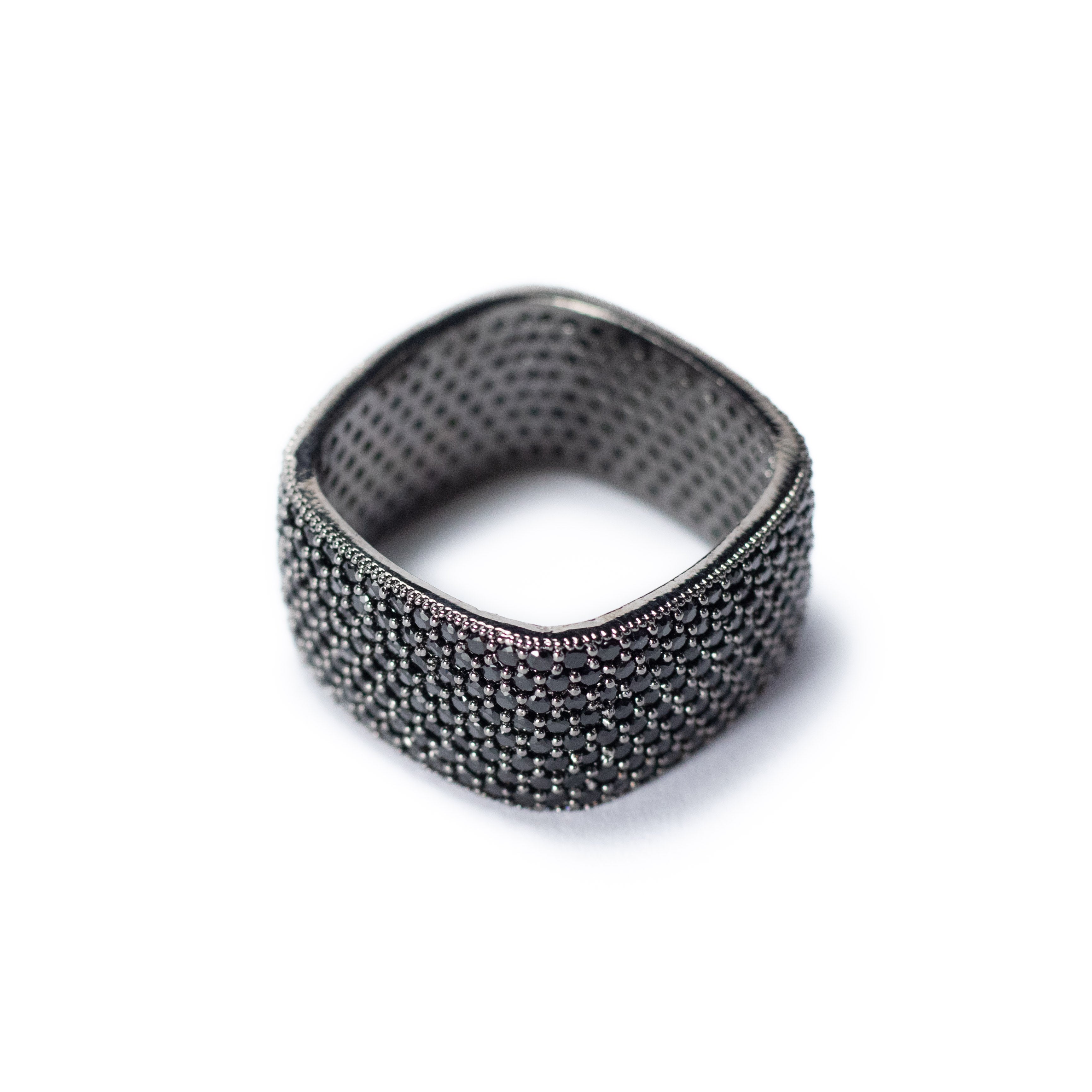 Black Crystal Square Ring