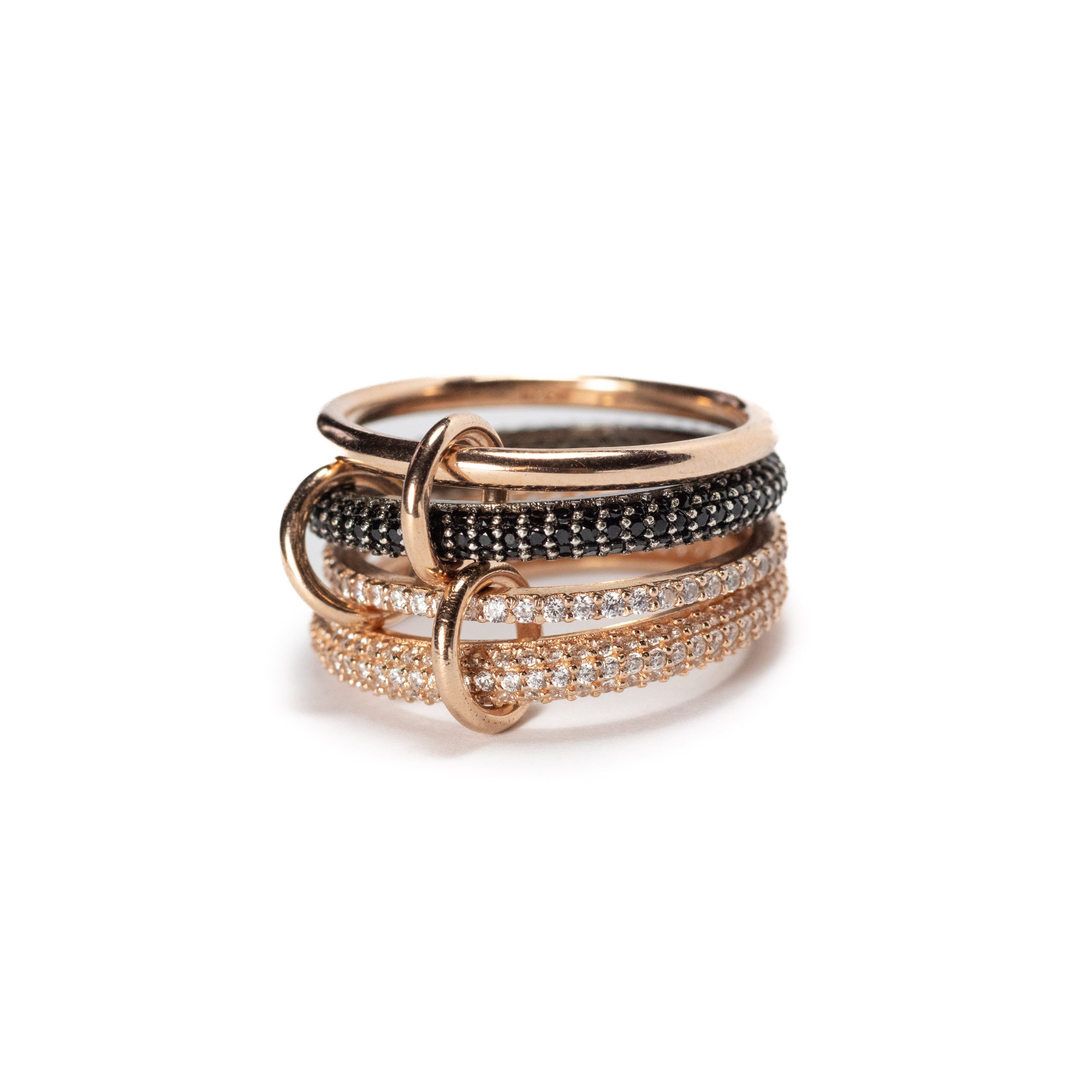 Rose Gold 4-Row Crystal Ring Set