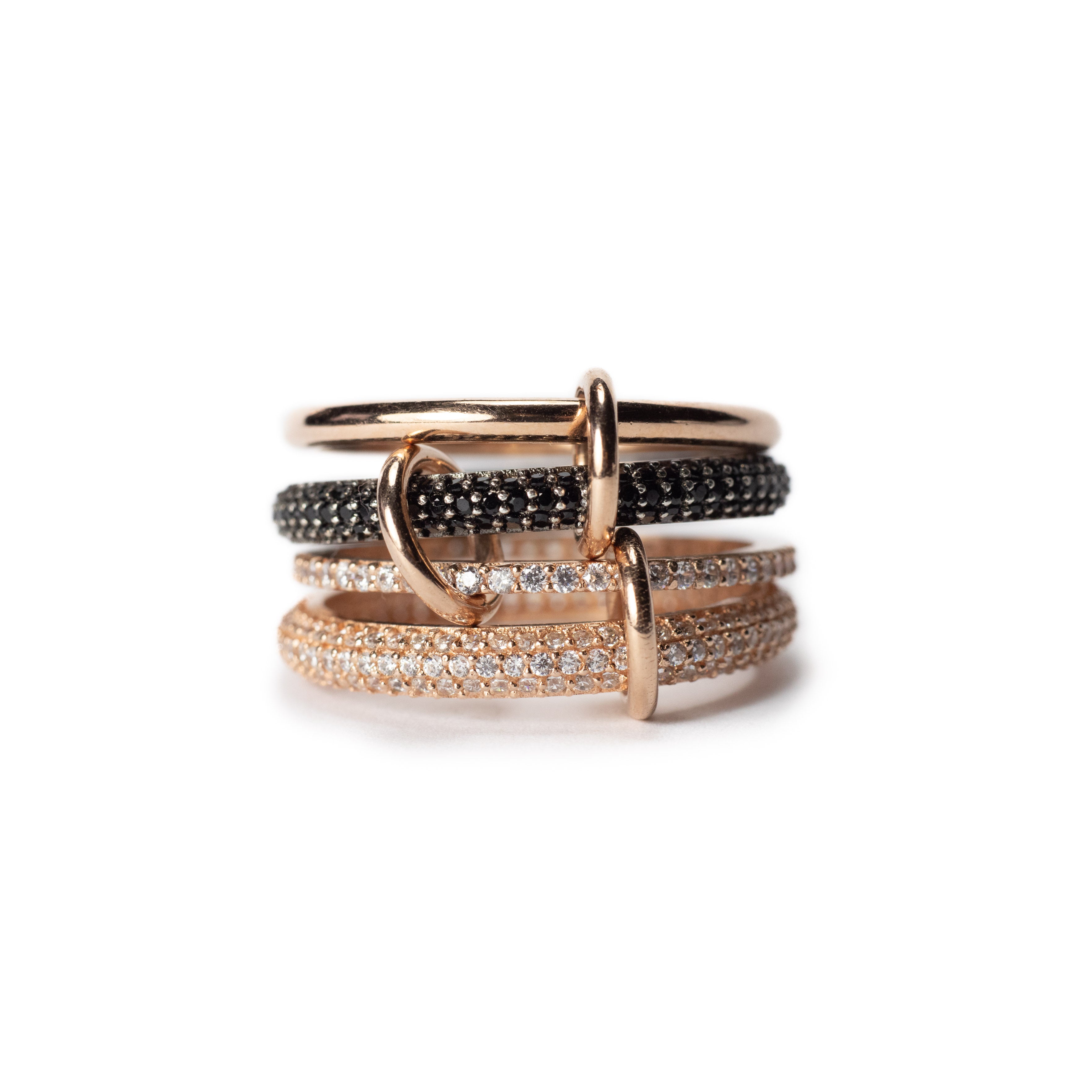 Rose Gold 4-Row Crystal Ring Set
