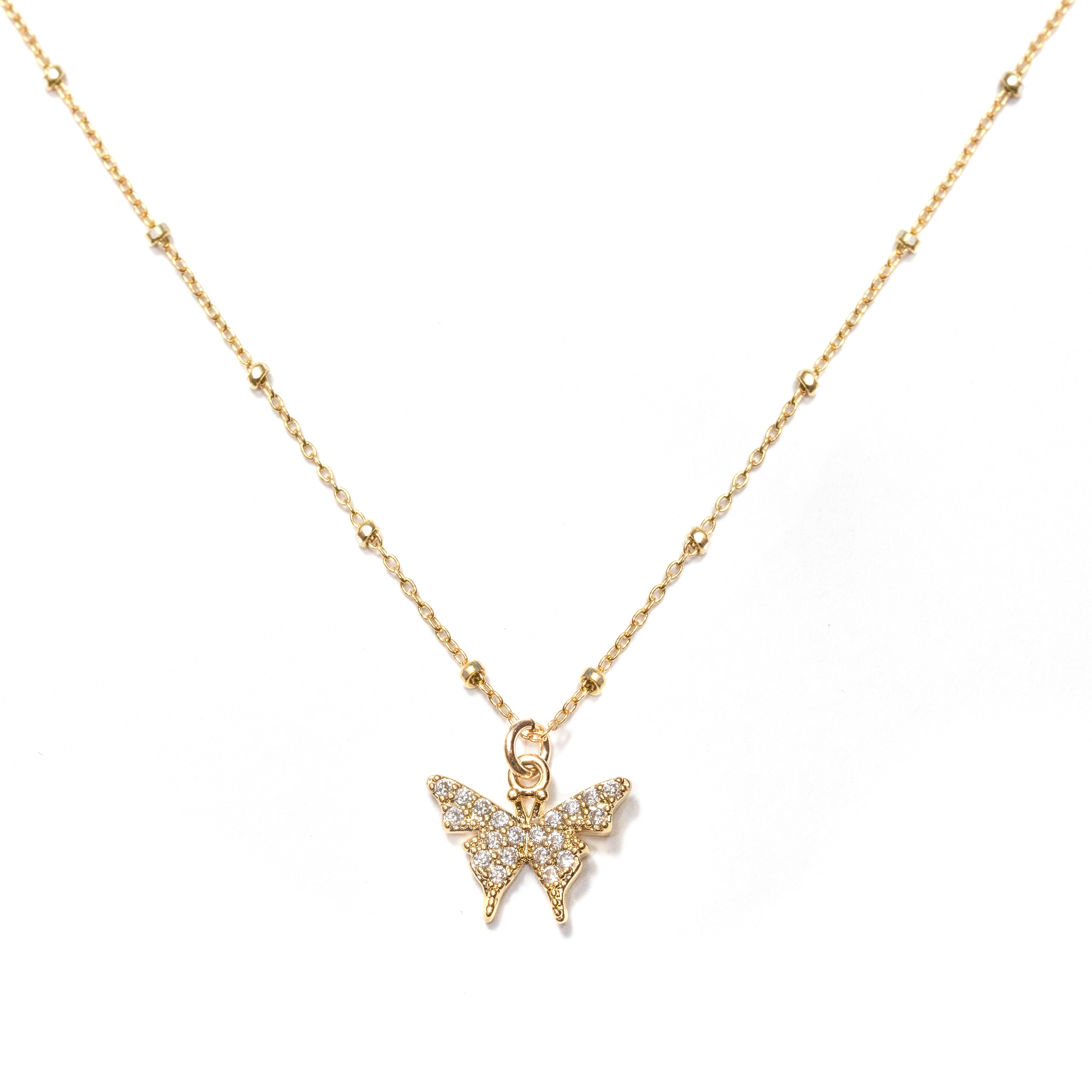 Delila Mini Pavé Butterfly Necklace