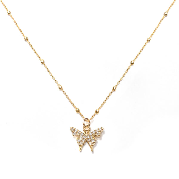 Delila Mini Pavé Butterfly Necklace