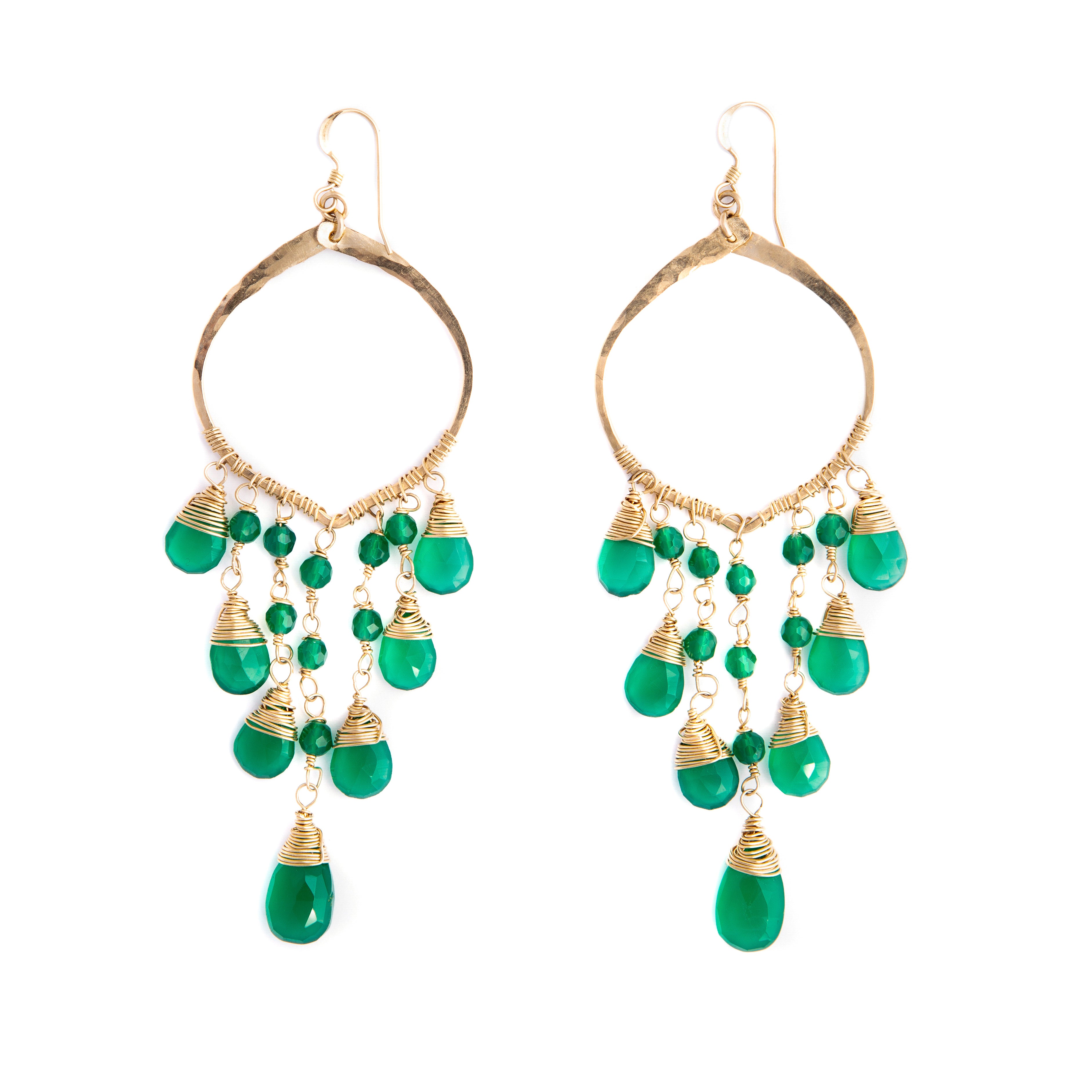 Cascade Earrings (Green Agate)
