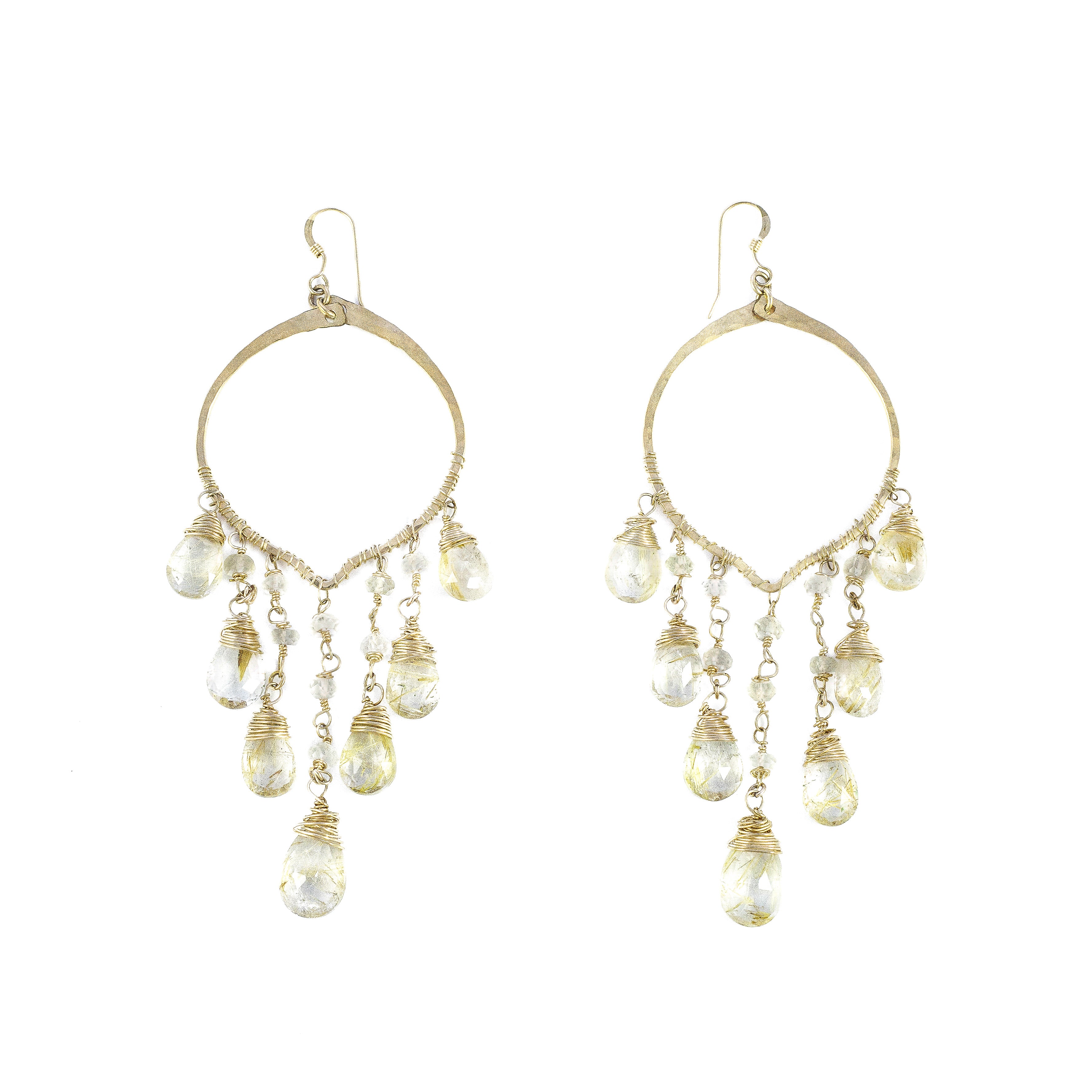 Cascade Earrings (Rutilated Quartz)