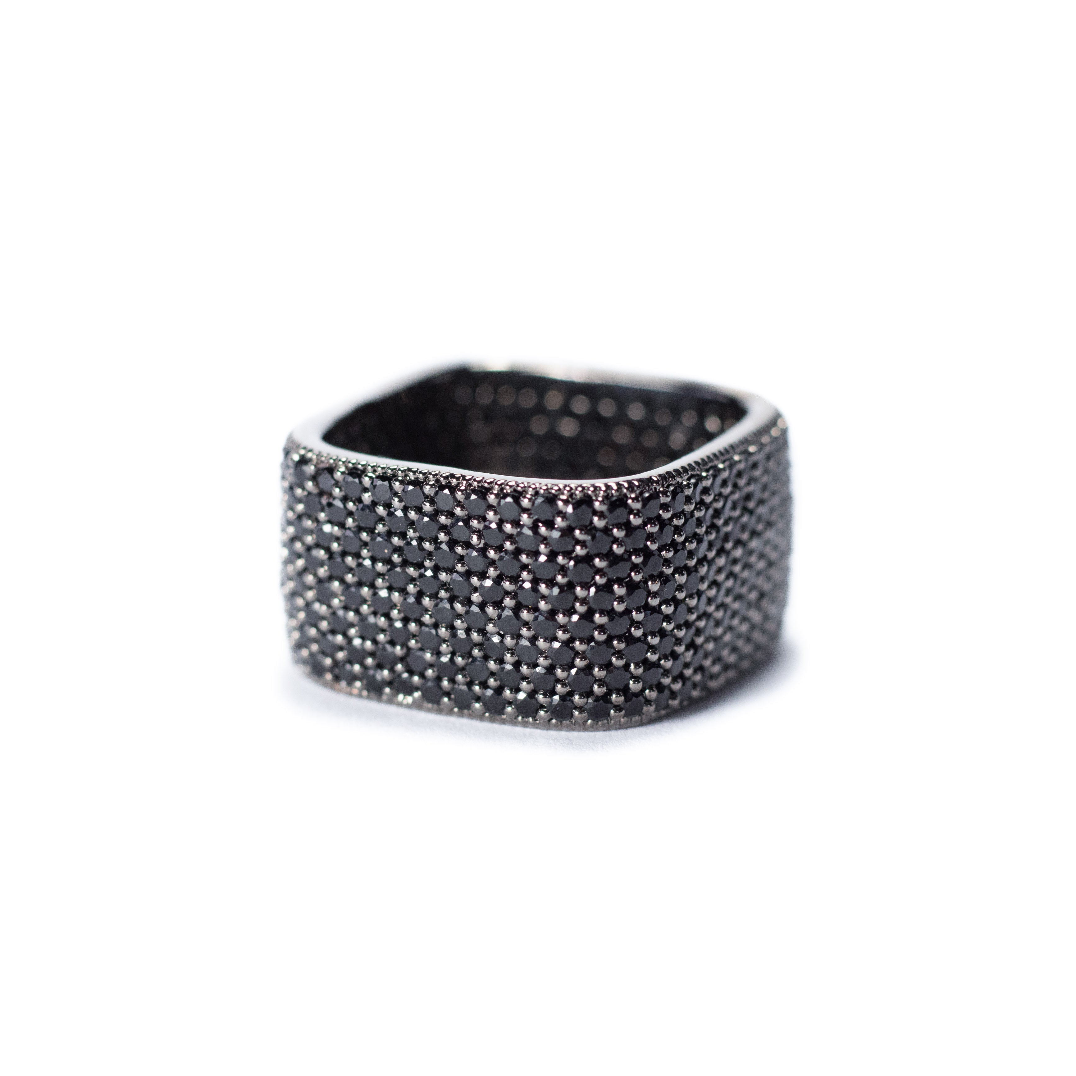 Black Crystal Square Ring