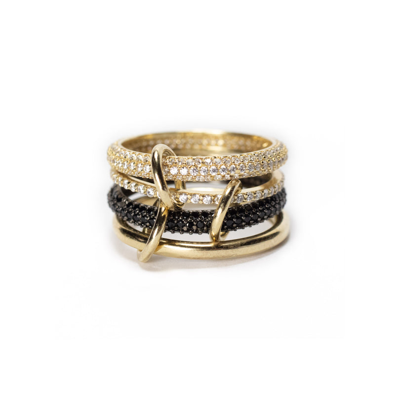 Gold 4-Row Crystal Ring Set