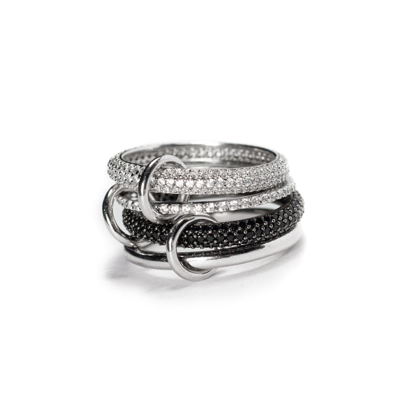 Silver 4-Row Crystal Ring Set