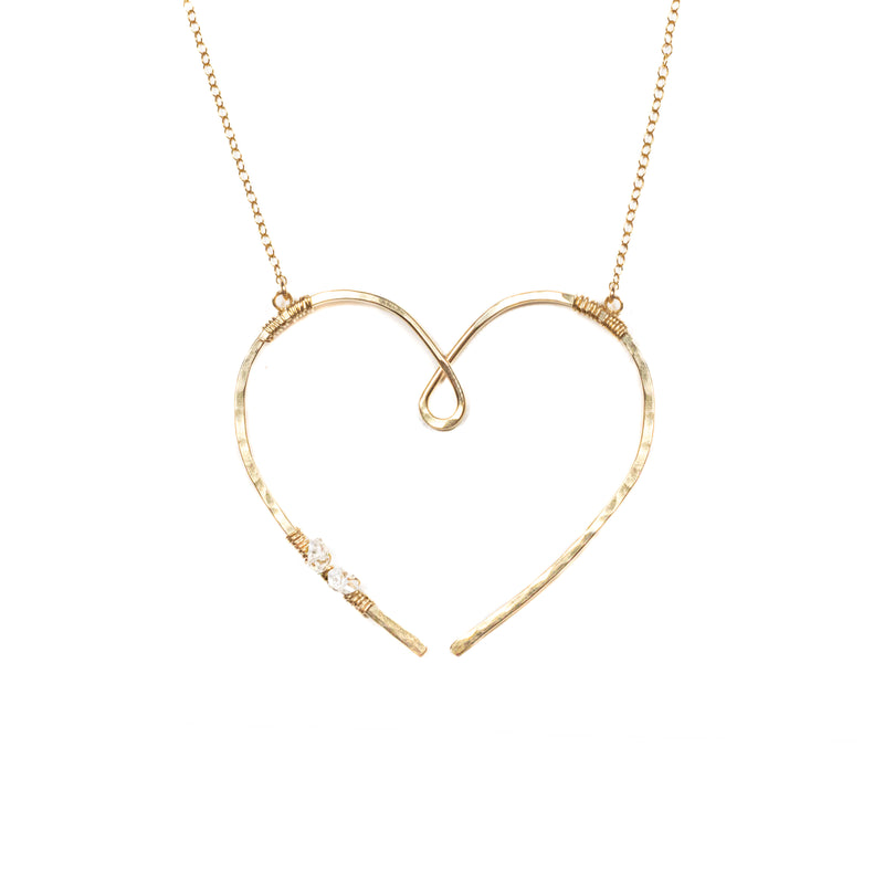 Big Heart Necklace with Herkimer Diamonds