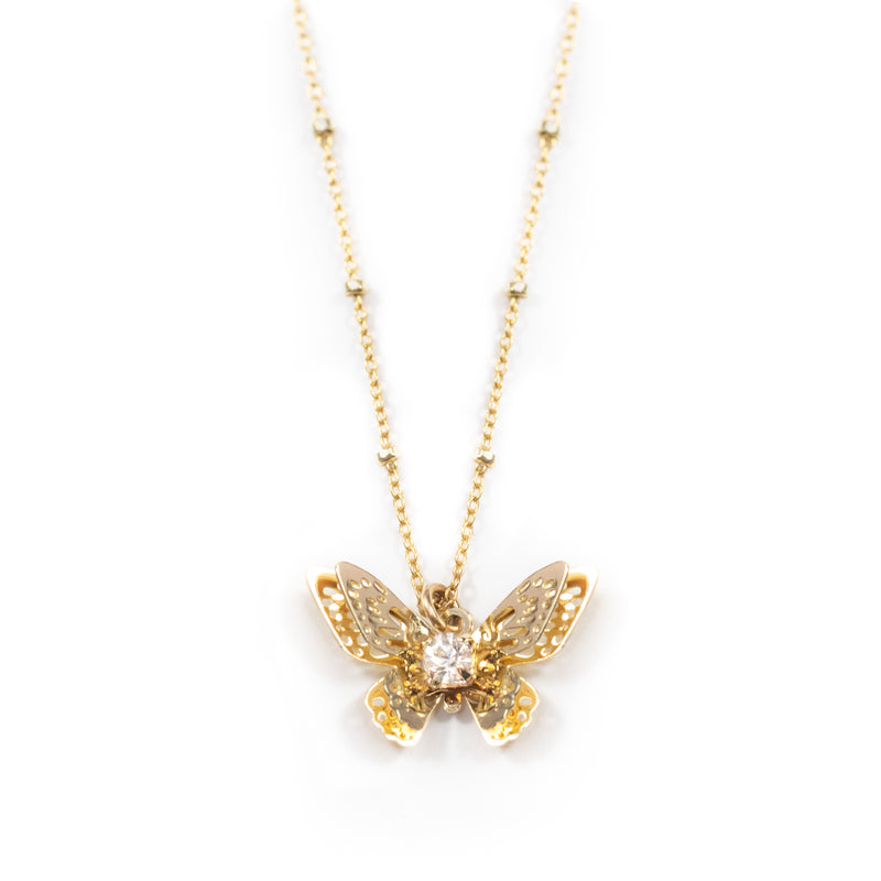 Sllaiss Pink Crystal Butterfly Pendant Necklace for India | Ubuy