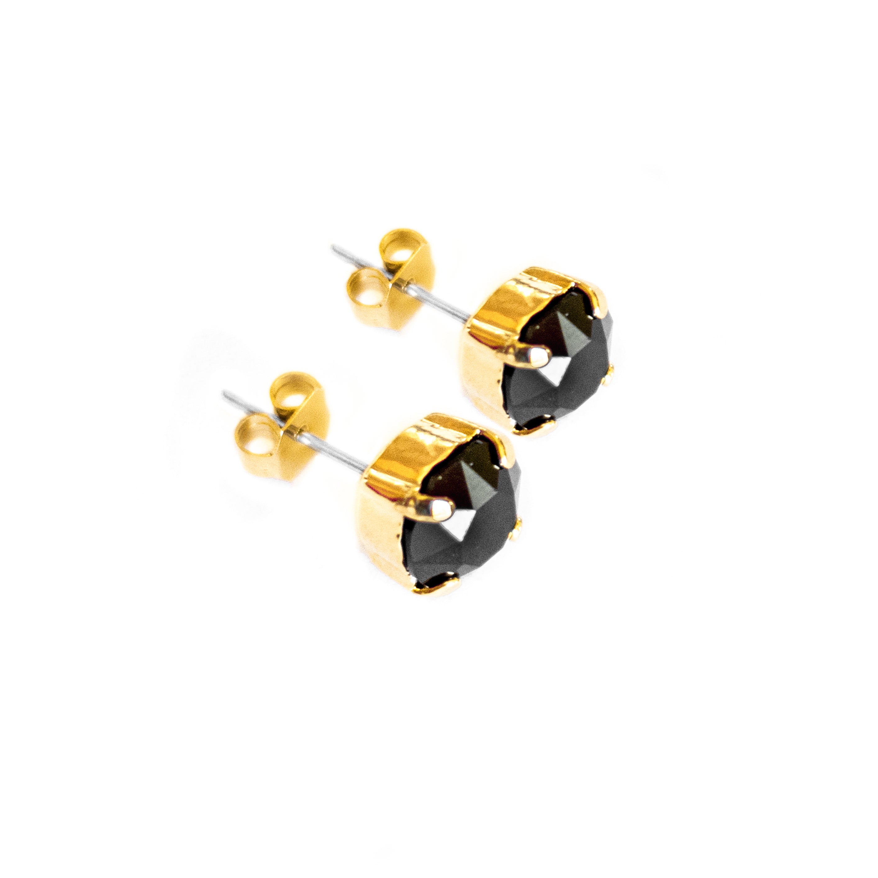 Swarovski Crystal Stud Earrings (Jet Black) – Suki Bijoux