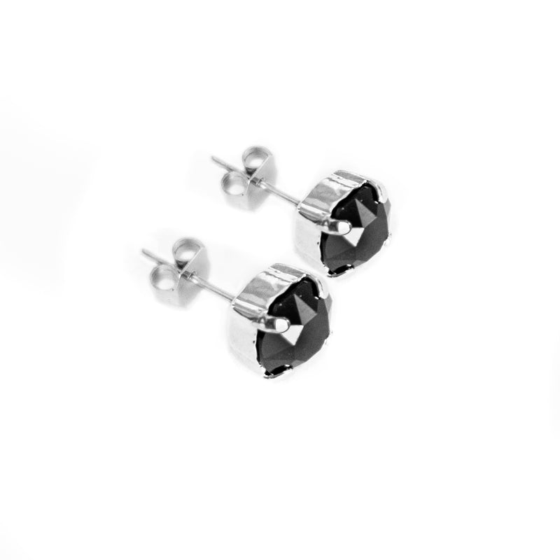 Swarovski Crystal Stud Earrings (Jet Black)