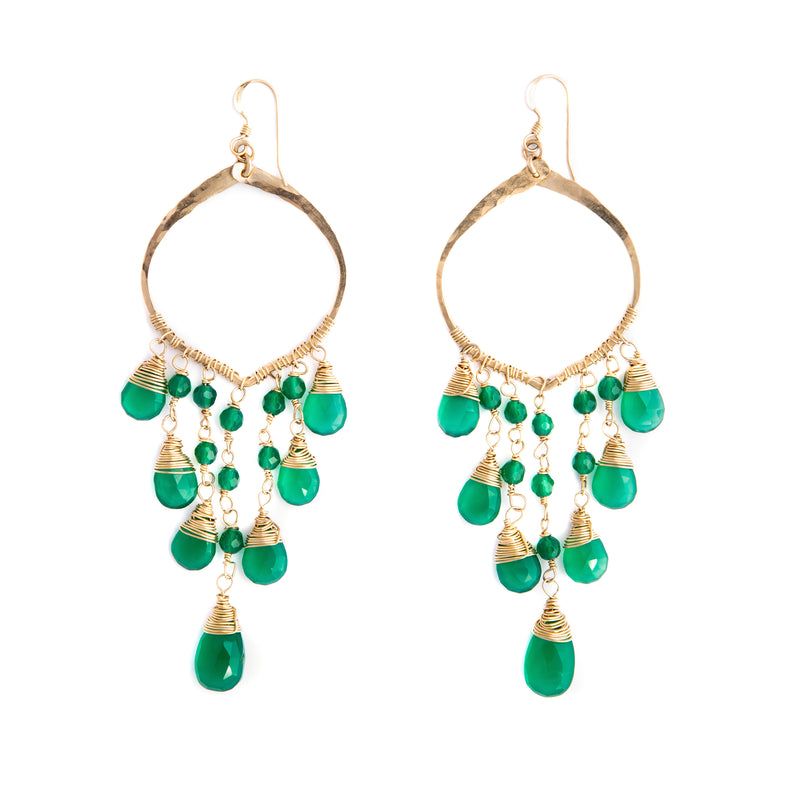 Cascade Earrings (Green Agate)