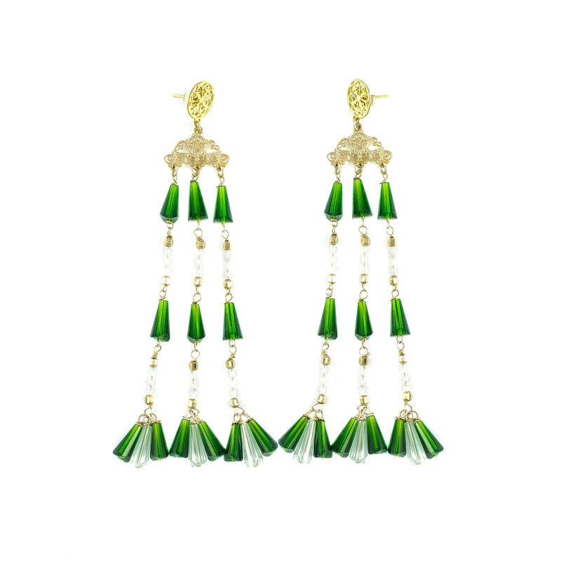 Ornate Destiny Earrings (Green)